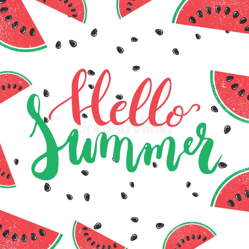 Download Hello Summer Brush Hand Painted Lettering Phrase Isolated ...