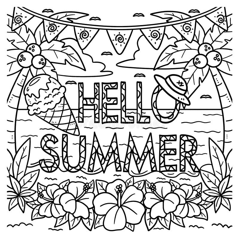 Hello Summer Coloring Page Stock Illustrations – 149 Hello Summer ...