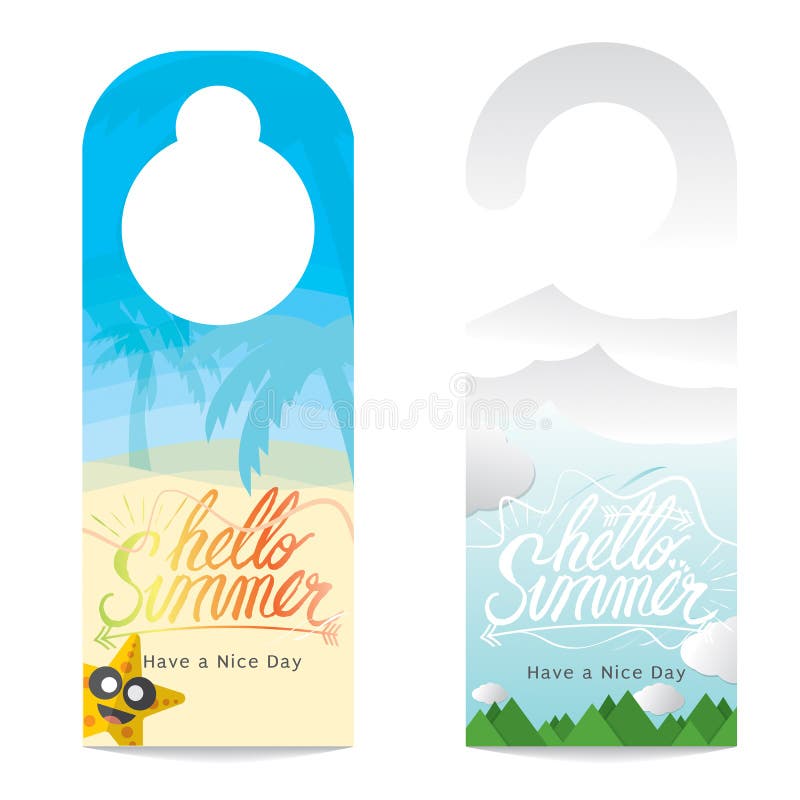 Hello Summer Hand Lettering Summer Vacation Concept Door Hanger.