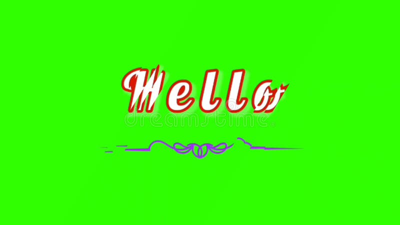 Hello typing text animation in green background.