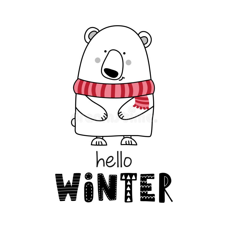 Hello Winter - Utformning av polar i Cute royaltyfri illustrationer