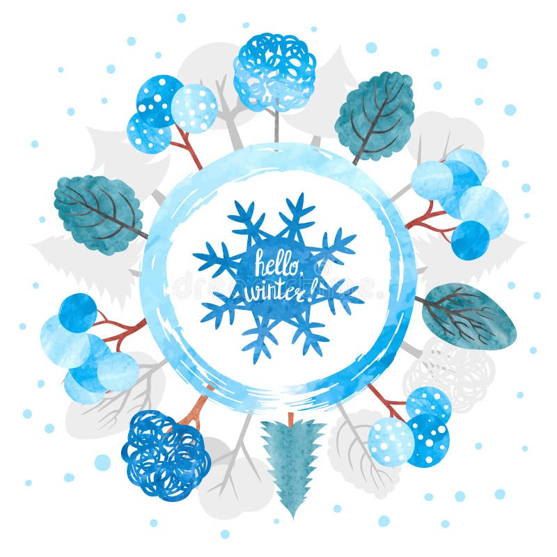 Hello övervintrar cirkelvektorillustrationen stock illustrationer