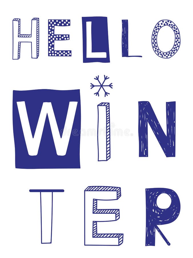 Hello övervintrar slogan med snöflingan illustrationen lurar vektorn vektor illustrationer