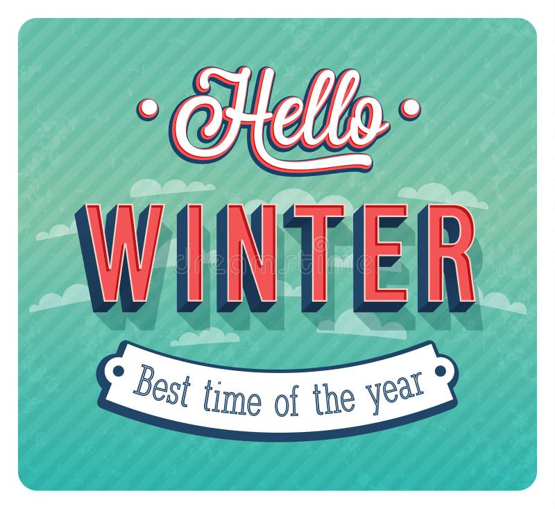 Hello övervintrar typografisk design royaltyfri illustrationer