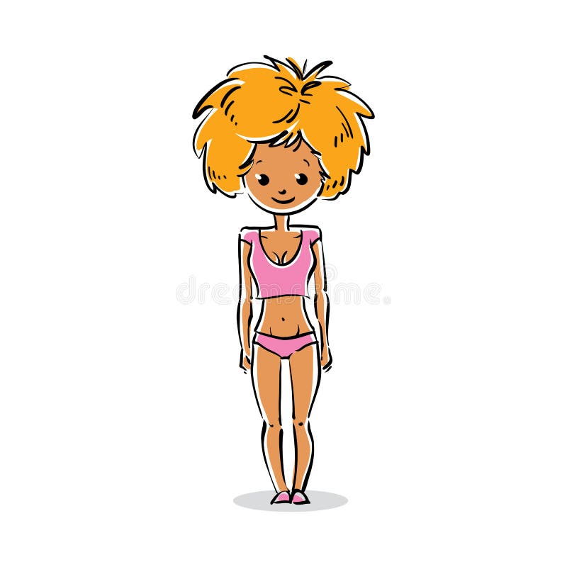 Hellång stående för vektor av den härliga blonda damen Tecknad filmmummel royaltyfri illustrationer Hellång stående för vektor av den härliga blonda damen Tecknad filmmummel royaltyfri illustrationer