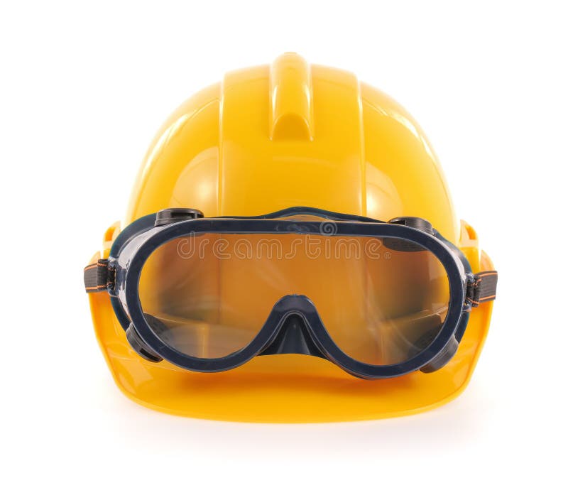 Helmet and Safety glasses stock image. Image of damage 43106725