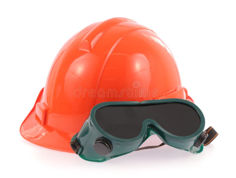Helmet and Safety glasses stock image. Image of build 45542747