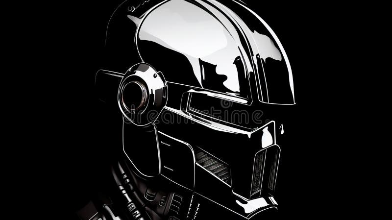 Helmhemd für Scifi-Roboter mit Chrombearbeitung lizenzfreie abbildung