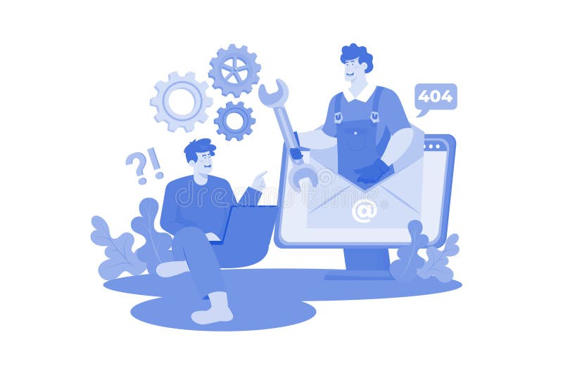 Help desk analyst provides technical assistance to customers stock illustration