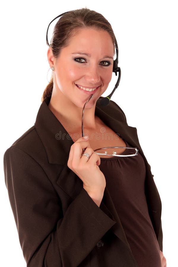 Help Desk Woman Communicating Stock Photo Image of help, executive