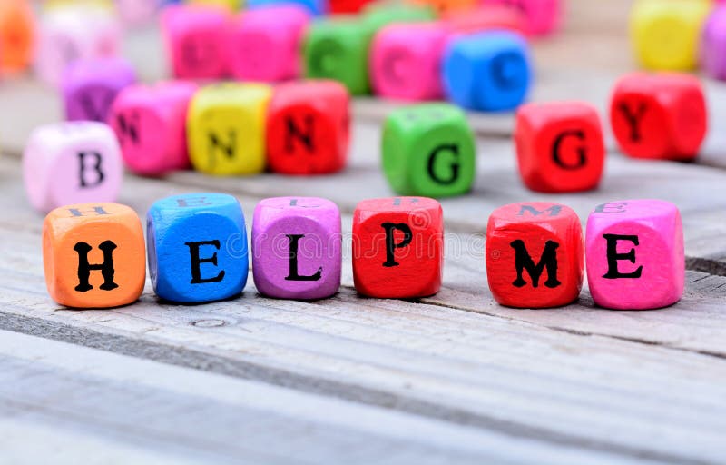 Help me words on table stock image. Image of group, background  78168293