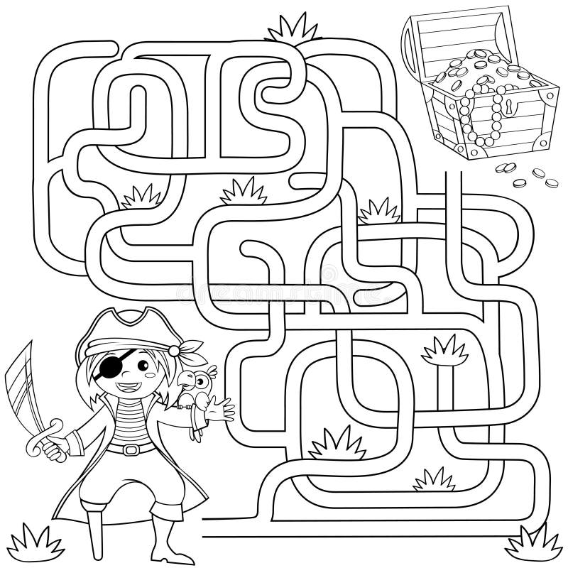 help pirate find path to treasure chest labyrinth maze game for kids