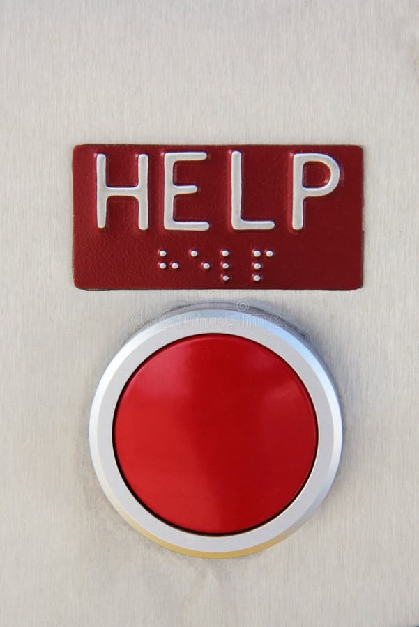 HELP Red Emergency Button with brail stock images