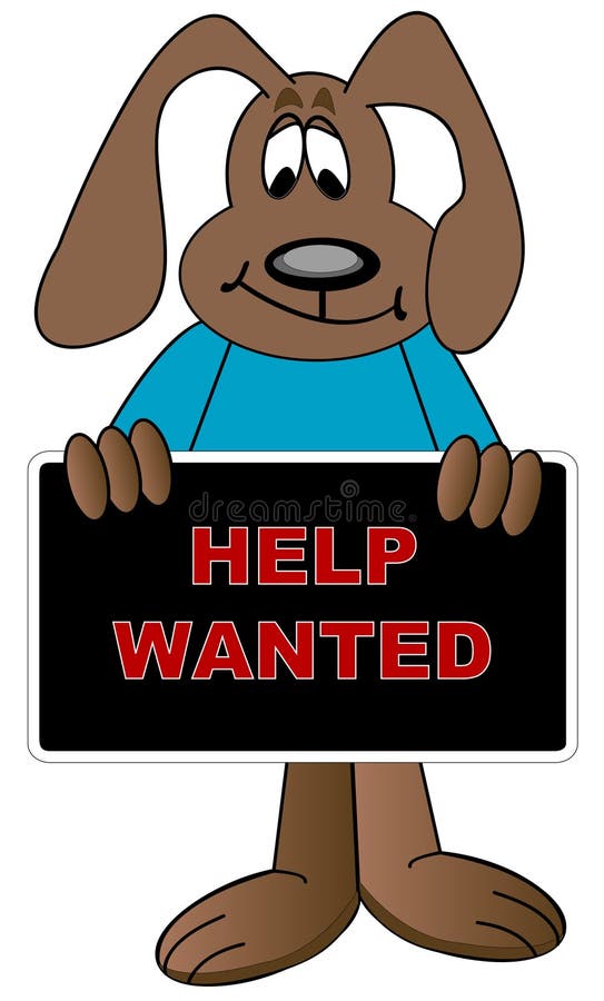 Help wanted cartoon vector illustration