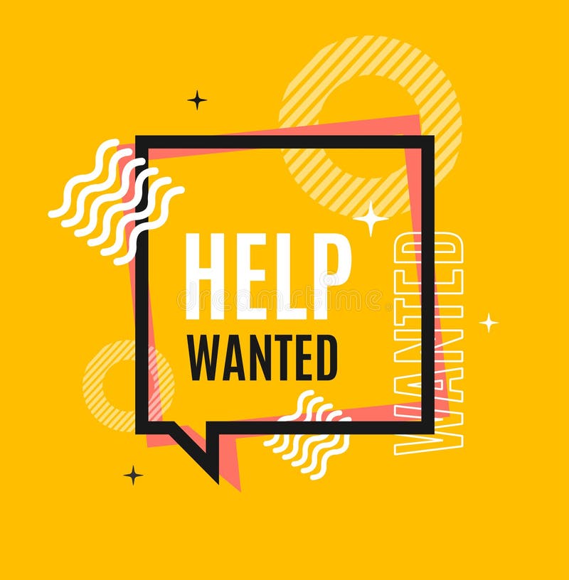 Help Wanted Concept Square Banner Poster Flyer. Vector royalty free illustration