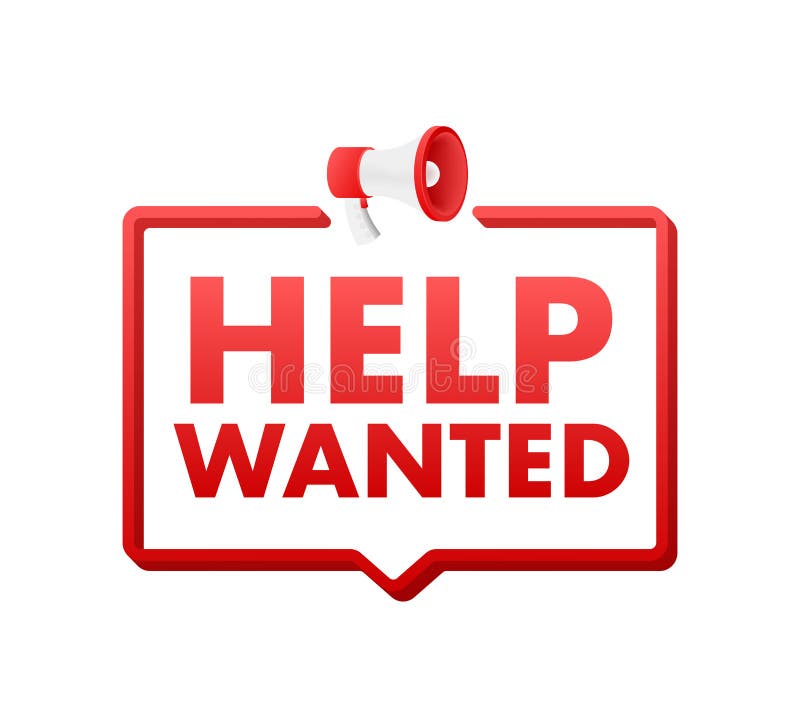 Help Wanted Icon, Sign. Help Wanted Label Stock Vector Illustration