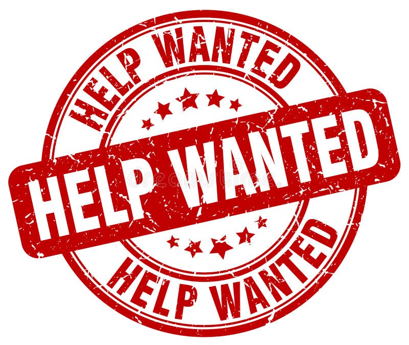 Help wanted red grunge round vintage stamp stock illustration