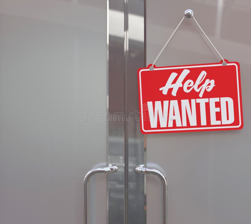 Help Wanted sign on business door stock illustration