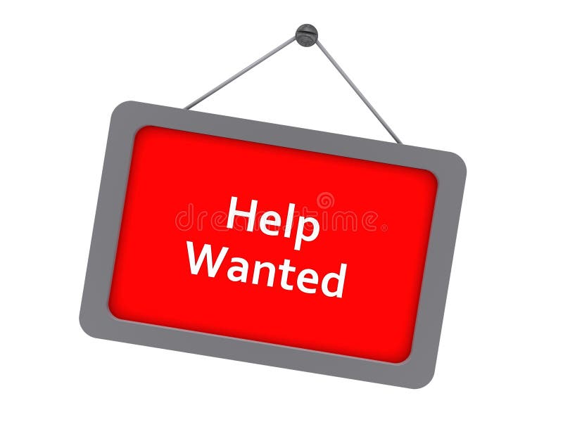 Help wanted sign on white vector illustration