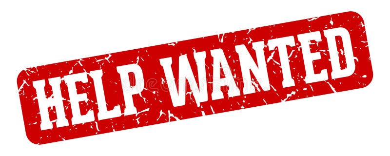 Help wanted rectangular sign. help wanted stamp vector illustration