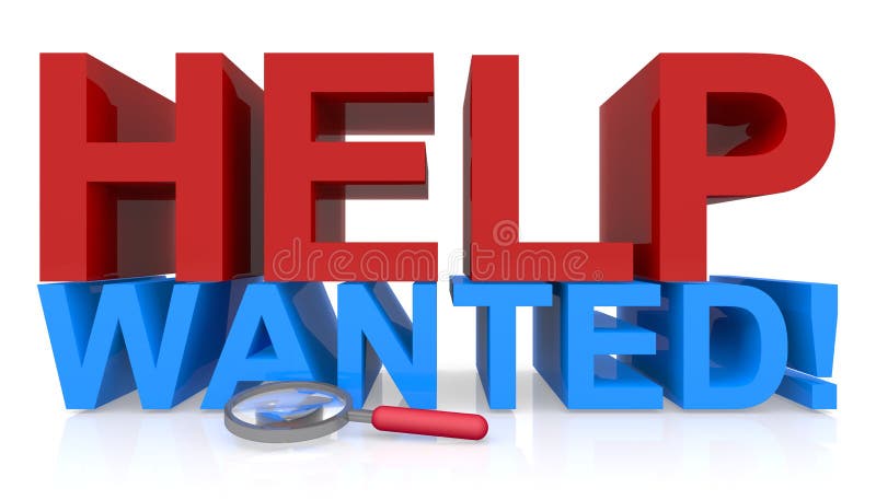 Help wanted on white vector illustration