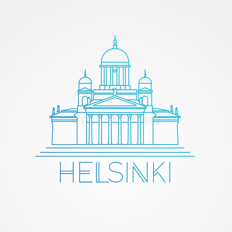 Helsinki cathedral detailed vector illustration. Linear style stock illustration Helsinki cathedral detailed vector illustration. Linear style stock illustration