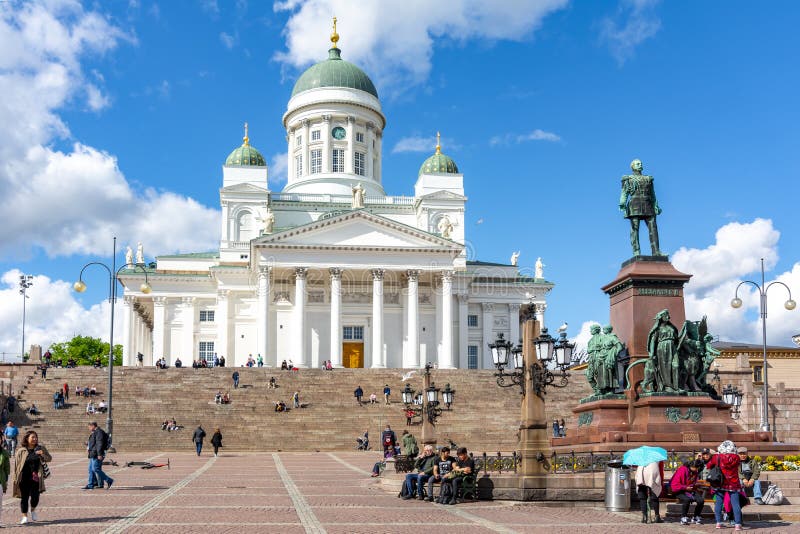 Helsinki Cathedral on Senate Square Finland Editorial Photography