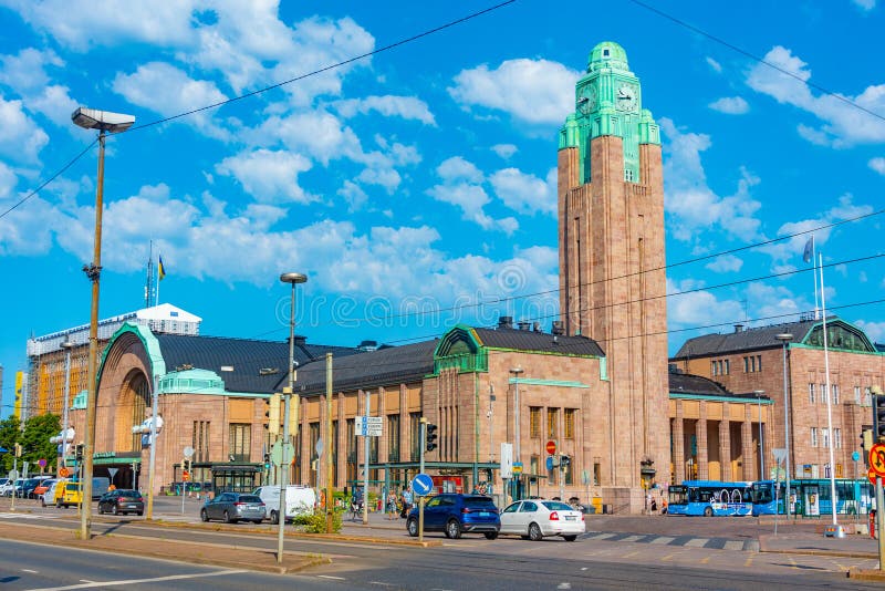 Helsinki, Finland, July 21, 2022 Traffic in Front of the Helsin