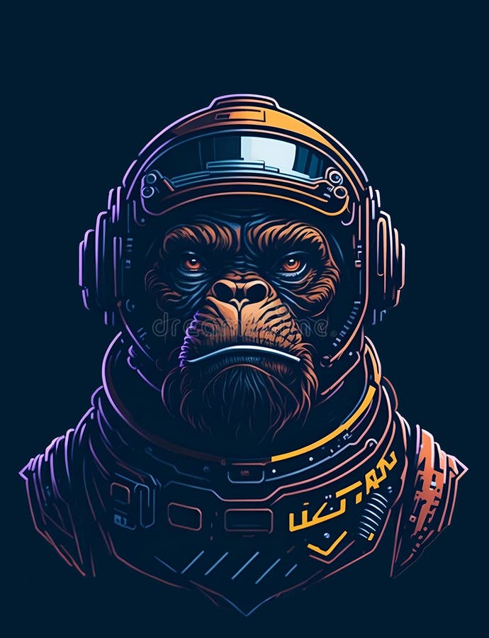 Hemddesign mit Affenastronautin. ai-generierte Abbildung lizenzfreie stockfotografie