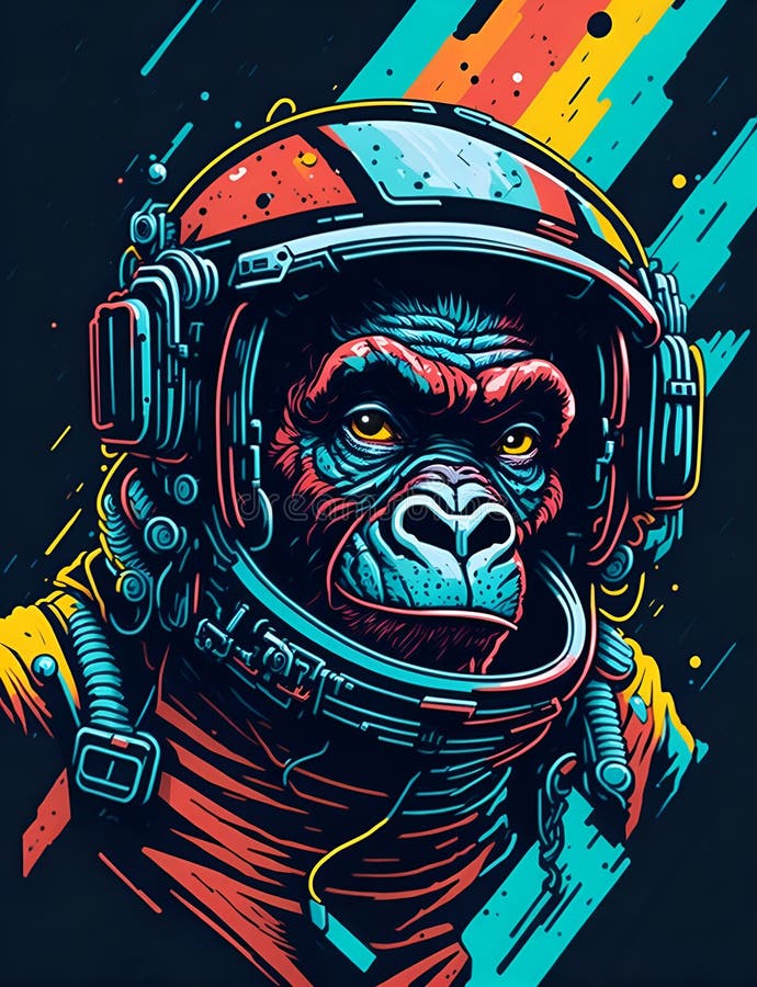 Hemddesign mit Affenastronautin. ai-generierte Abbildung stockbilder
