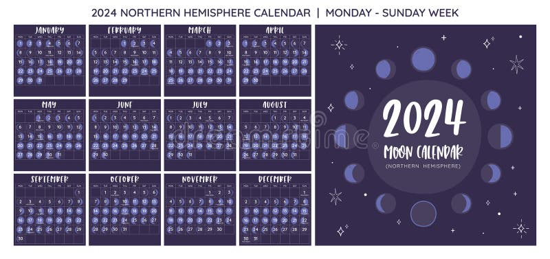 Calendario Lunar Del Calendario Lunar De 2024 Ilustración del Vector -  Ilustración de fecha, negocios: 279097324