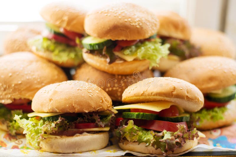 Hemlagade hamburgare med nya grönsaker royaltyfria foton Hemlagade hamburgare med nya grönsaker royaltyfria foton