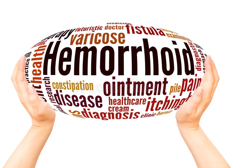 Hemorrhoid word cloud hand sphere concept