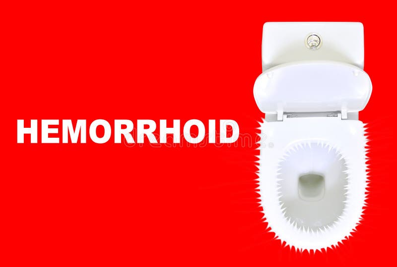 Hemorrhoids Problem Concept. White Ceramic Toilet With Spikes On A Red