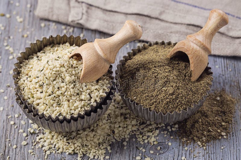 Hemp flour and seeds stock image. Image of flour, glutenfree 64639821