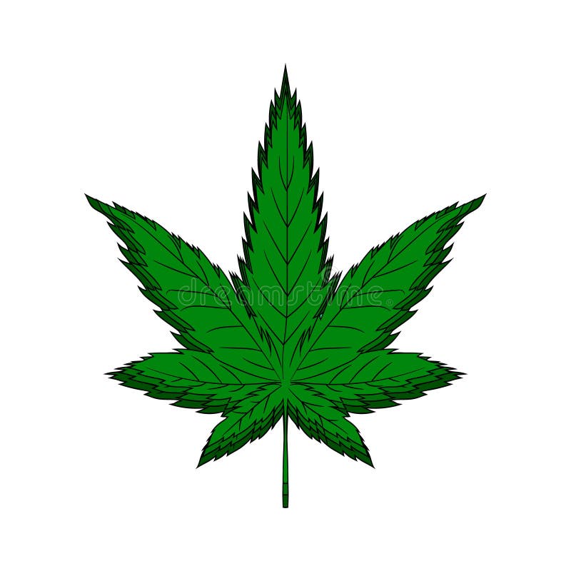 Hemp Leaf. Dependence on Marijuana. Vector Illustration. Hand Drawing