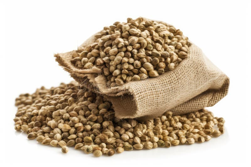 Hemp Seeds. High Resolution, Isolated on White Background. Stock