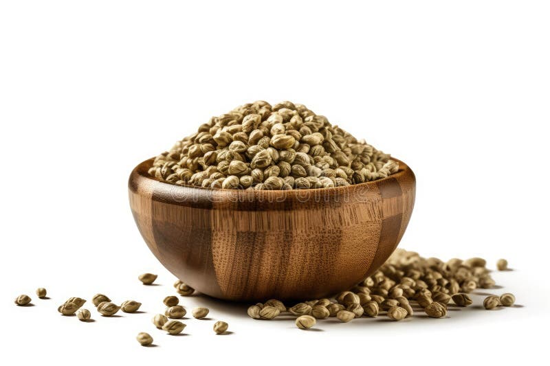 Hemp Seeds. High Resolution, Isolated on White Background. Stock