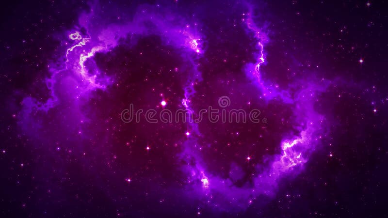 Hemvenrode paarse glanzende ruimte bekijken starry nebula wolken van het universum