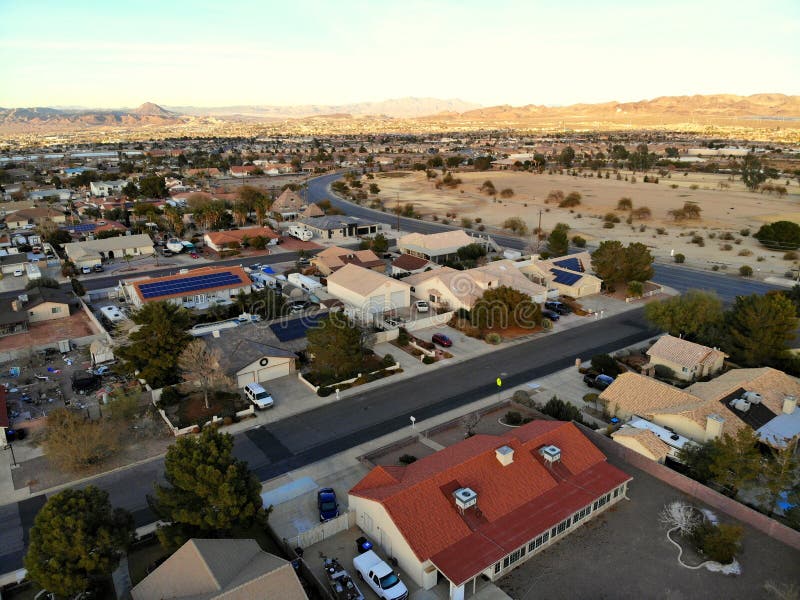 Henderson, Nevada, U.S.A - December 29, 2018 - The aerial view of the streets and residential area