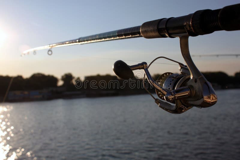 Fishing rod photographed in capitol city of Serbia, belgrade at Sava river. Fishing rod photographed in capitol city of Serbia, belgrade at Sava river