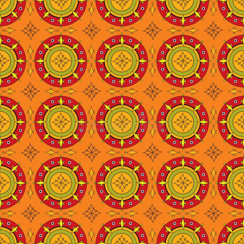 Seamless African Design Pattern in Red and Orange Stock Illustration ...