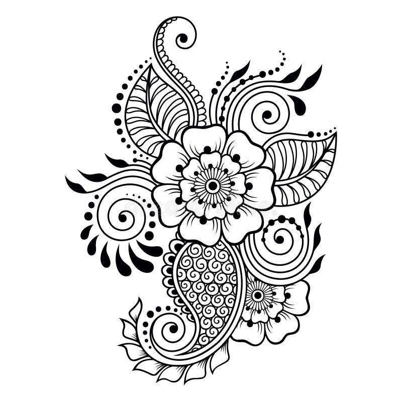 Henna Tattoo Flower Template in Indian Style. Ethnic Floral Paisley Henna Tattoo Flower Template in Indian Style. Ethnic Floral Paisley