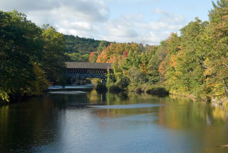 Covered Bridge at Henniker, New HAmpshire Stock Image Image of
