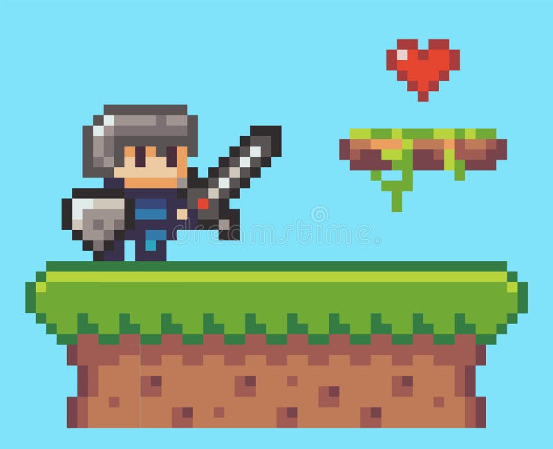 Vetores de Personagem De Cavaleiro De Jogo Pixel Paisagem Natural Pixelada  Com Escudo De Tenção De Guerreiro E Espada e mais imagens de Arte pixel -  iStock