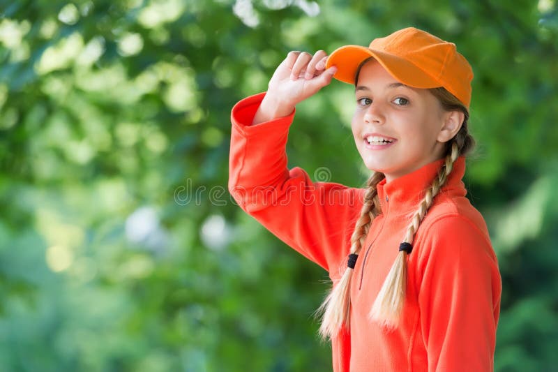 Her Style is a Lot More Casual. Happy Child in Casual Style Natural  Outdoors. Little Girl Wear Baseball Cap Stock Photo - Image of girl,  comfort: 191947756
