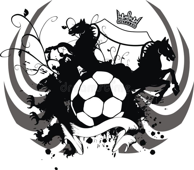 Heraldic Horse Coat of Arms Crest Soccer Tattoo Stock Vector