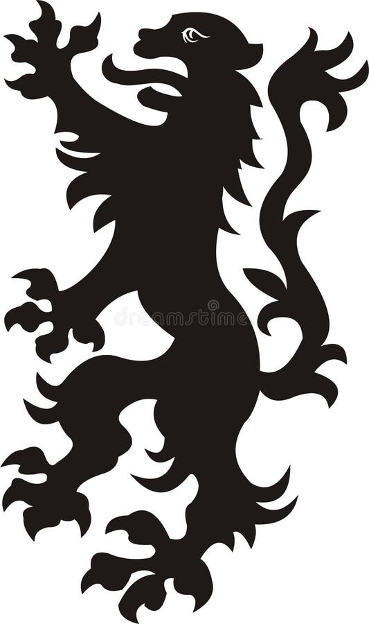 Heraldic Lion Tattoo. Black / White Silhouette Stock Vector - Illustration  of prince, scroll: 147324965