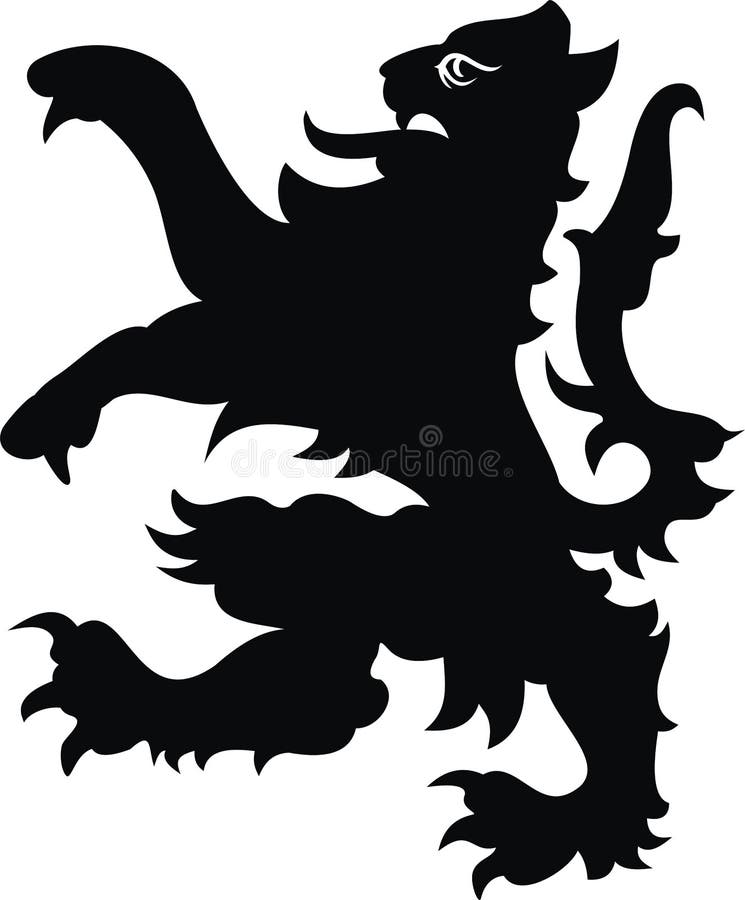 Heraldic Lion Vintage Illustration. Black White Silhouette Stock Vector ...