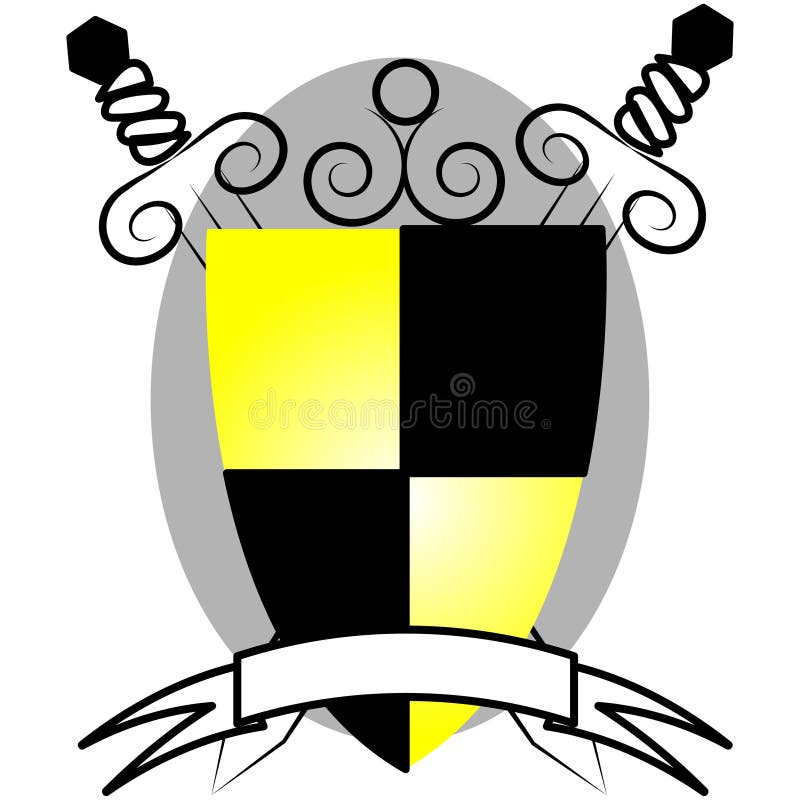 Heraldic Swords and Shield with Ribbon Stock Vector Illustration of
